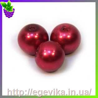 Купить Бусина перлова, стекло, колір темно-червоний, 8 мм